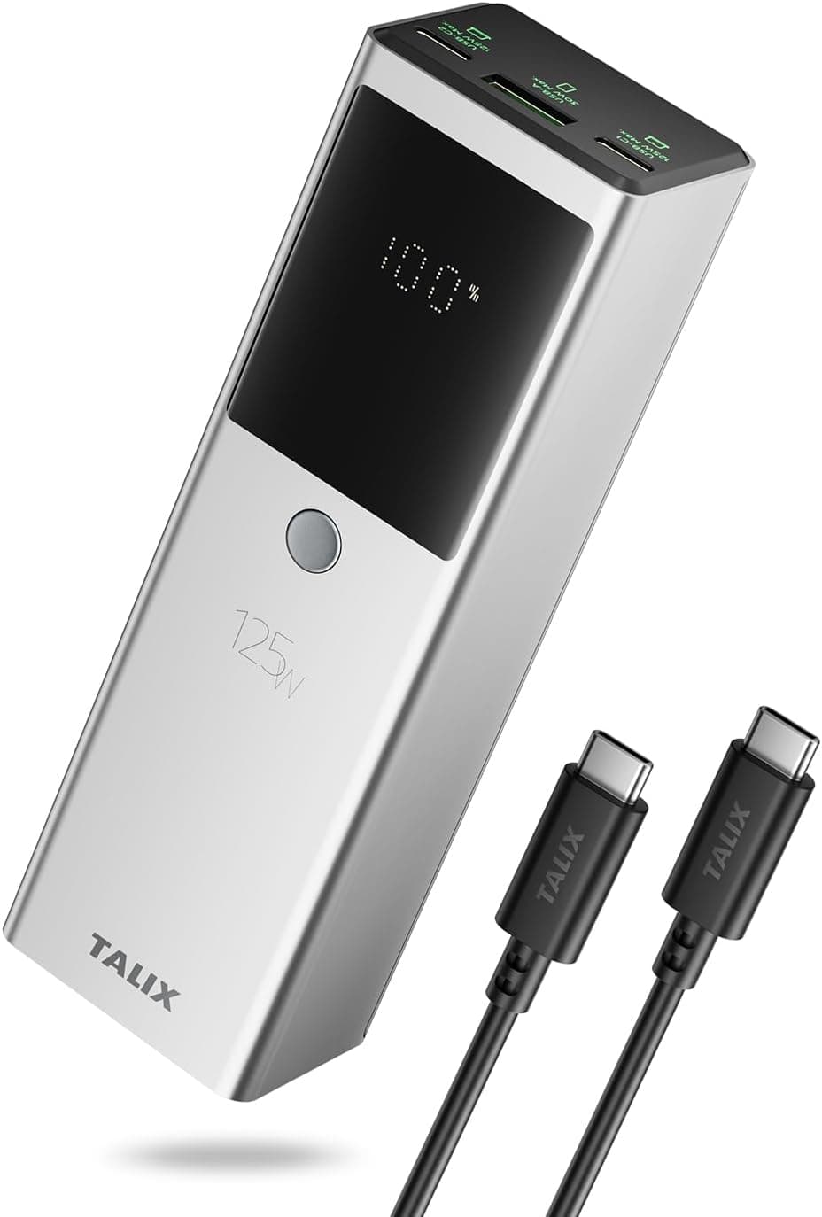 Prime: TALIX 125W 12800mAh Power Bank, Portable Laptop Charger with 240W USB-C Cable and 3-Port