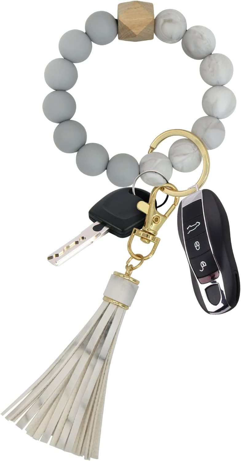 Amazon – Pusunas Silicone Beaded Wristlet Keychain Bracelet w/ Tassel -