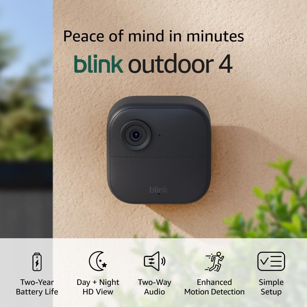Amazon.com: Blink Outdoor 4 – Wireless smart security camera, two-year battery life, 1080p HD day and infrared night live view, two-way talk. Sync Module Core included – 5 camera system : Everything Else