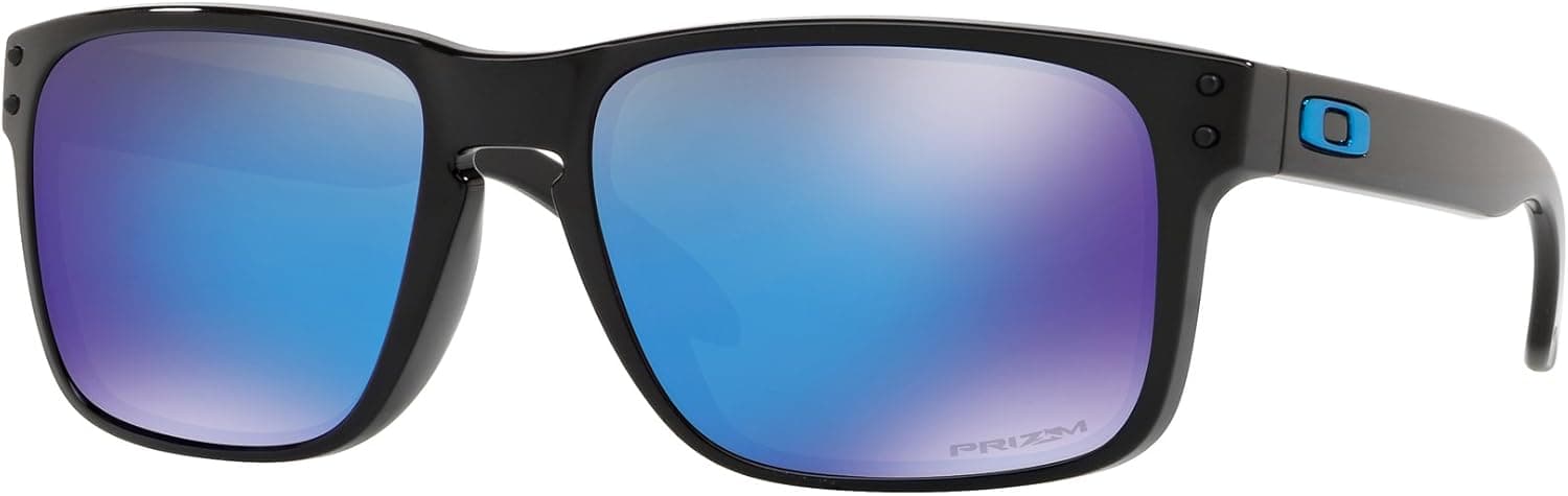 $82 - Oakley Mens OO9102 Holbrook Square Sunglasses,Polished Black/Prizm Sapphire, 57mm