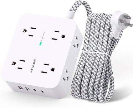 HANYCONY Surge Protector Power Strip, 1080J, 5 Ft Braided Extension Cord | 8 Outlets 4 USB Ports(2 USB C), Outlet Extender
