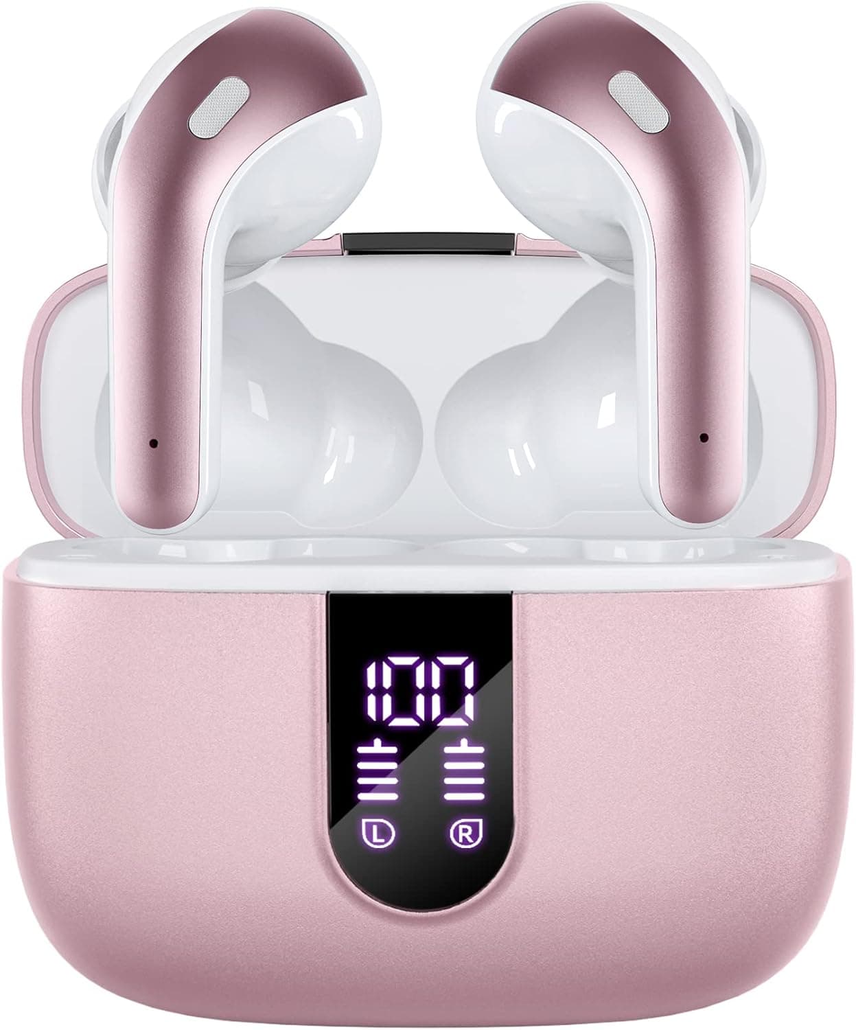 TAGRY Bluetooth Headphones True Wireless Earbuds 60H Playback LED Power Display Earphones with Wireless Charging Case IPX5 Waterproof in-Ear Ear buds with Mic