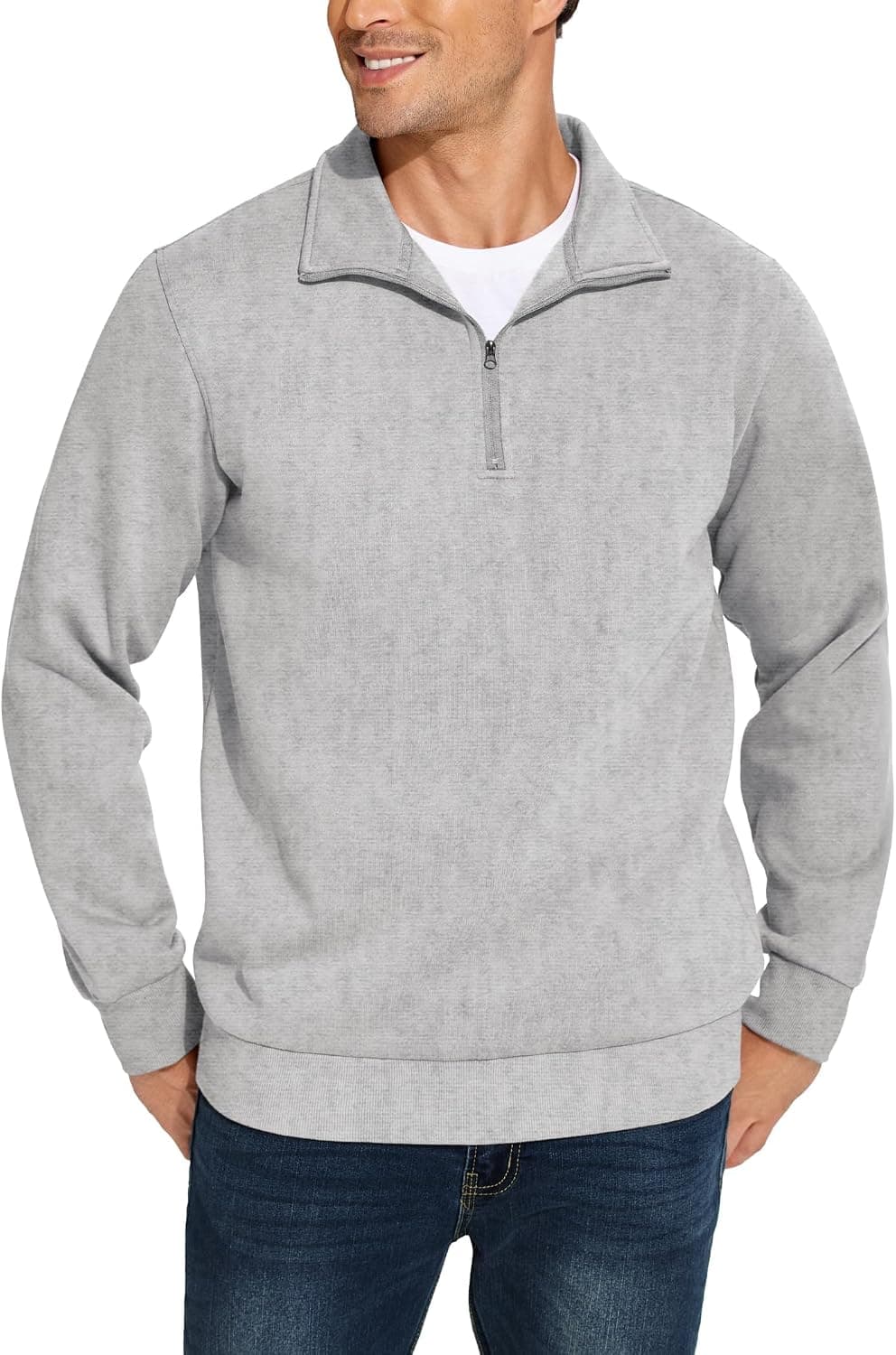 PINSPARK Men’s Quarter-Zip Fleece Pullover Sweatshirt