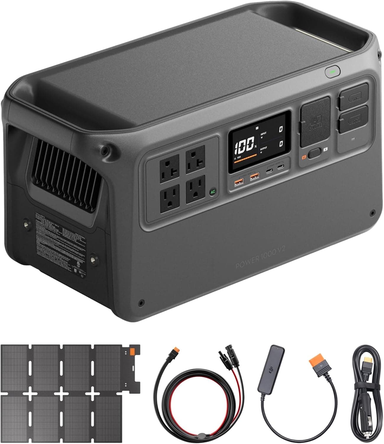 DJI Power 1000 V2 Portable Power Station, Solar Generator with IBCPOWER 100W Foldable Solar Panel, 1024Wh LFP Battery, 2600W Output