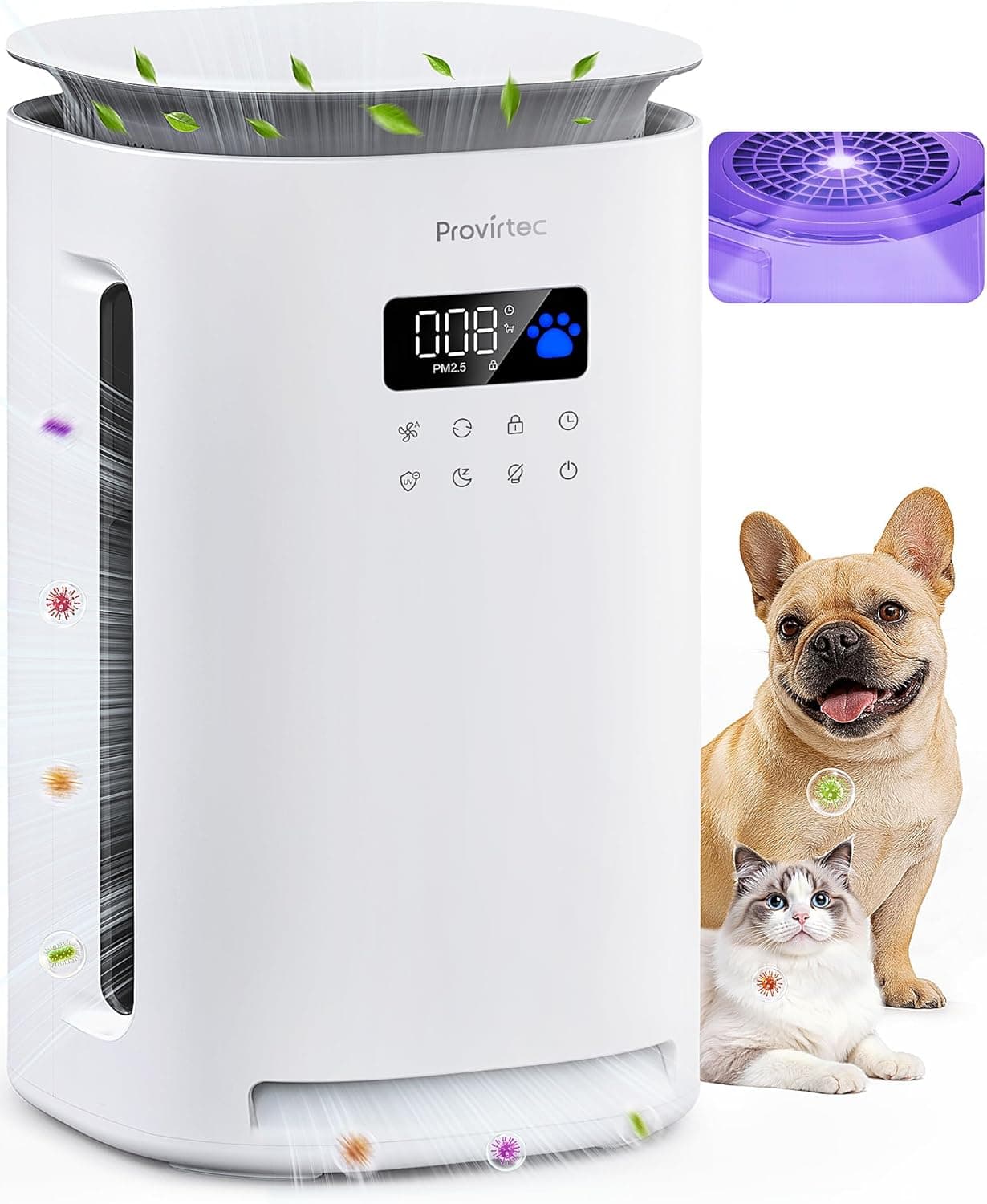 Provirtec Pawtent Pro Pet Air Purifier, 2-Year Filter Life, H13 True HEPA
