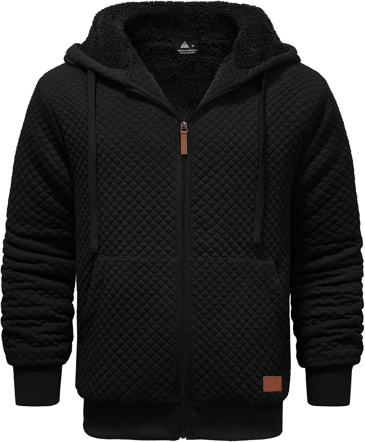 ZITY Men's Zip Up Hoodie Fleece Sherpa Lined Jacket Waffle Knit Sweatshirt AC
