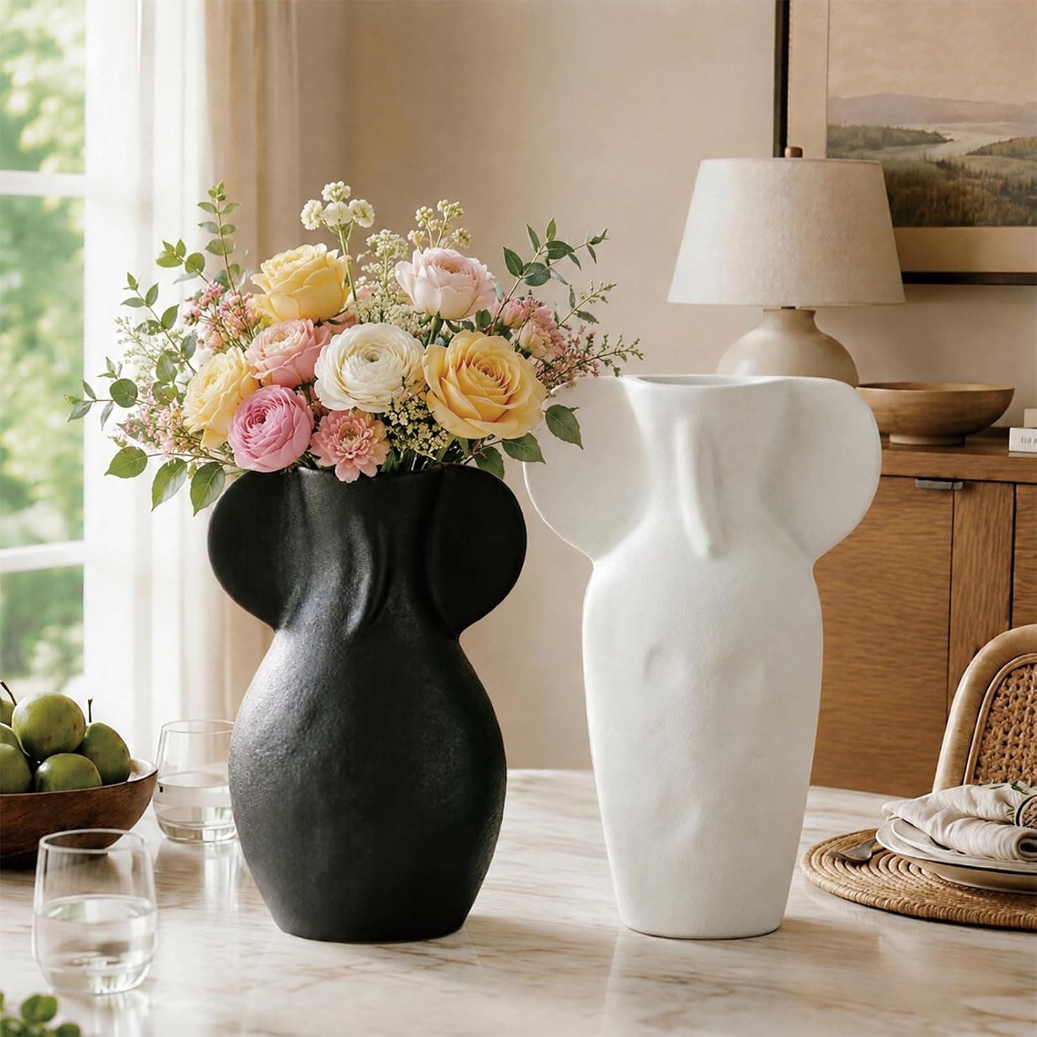 Thumb Score: +6 LESOON via Amazon has the LESOON Modern Ceramic Body Vase Set of 2