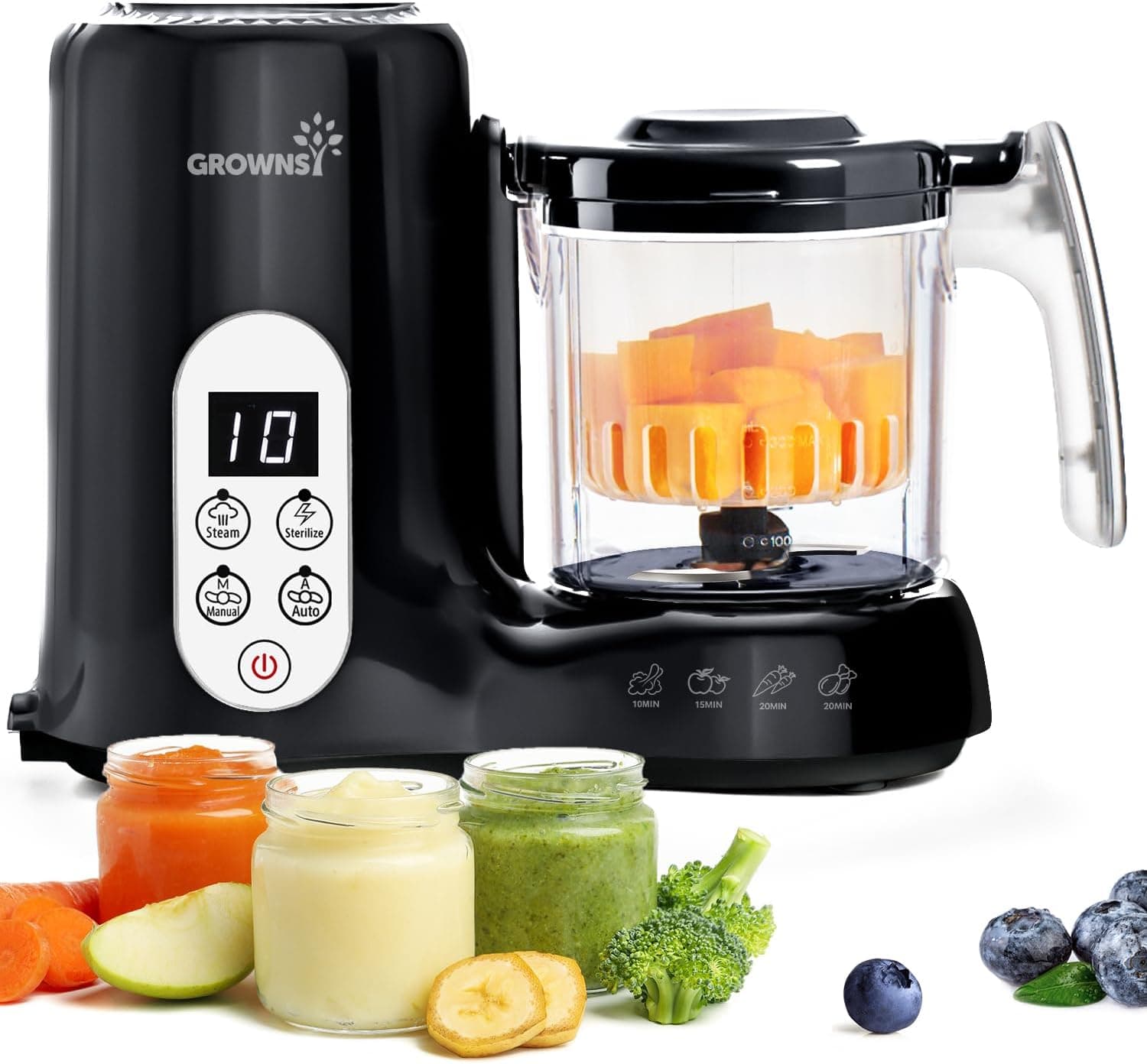 Grownsy Baby Food Maker with Steam Basket, One Step Baby Food Processor Steamer Puree Blender Grinder Mills Machine (highly YMMV)
