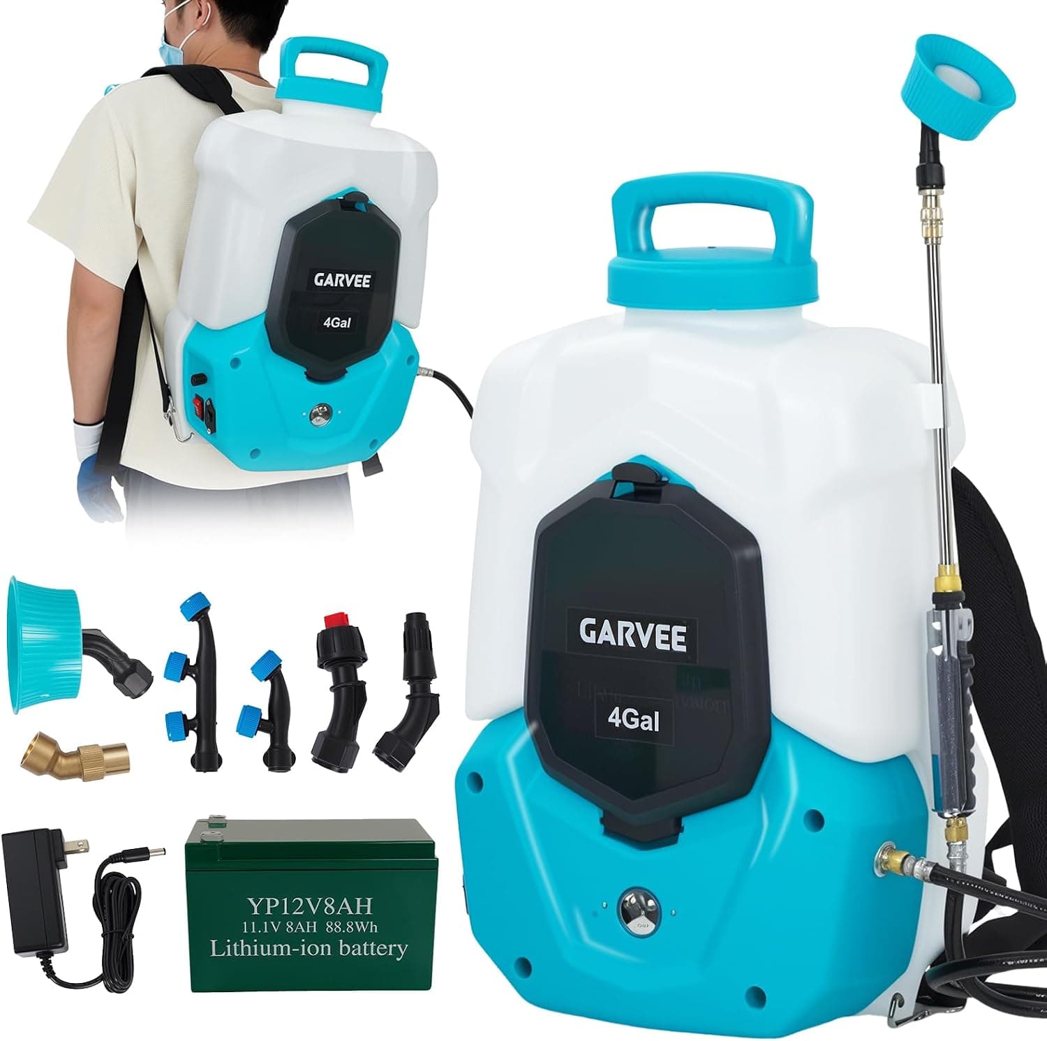 Garvee 4 Gallon Battery Backpack Sprayer, 4