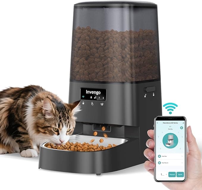 Prime Members: Automatic Cat Feeder with App Control, 5L Food Dispenser for Cats and Small Dogs