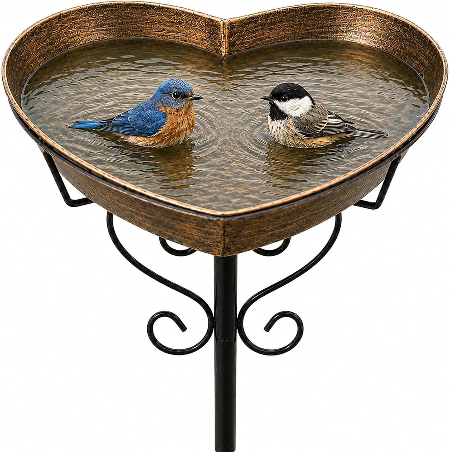 Amazon – 35" Metal Heart-Shaped Bird Bath w/ 5-Prong Base -