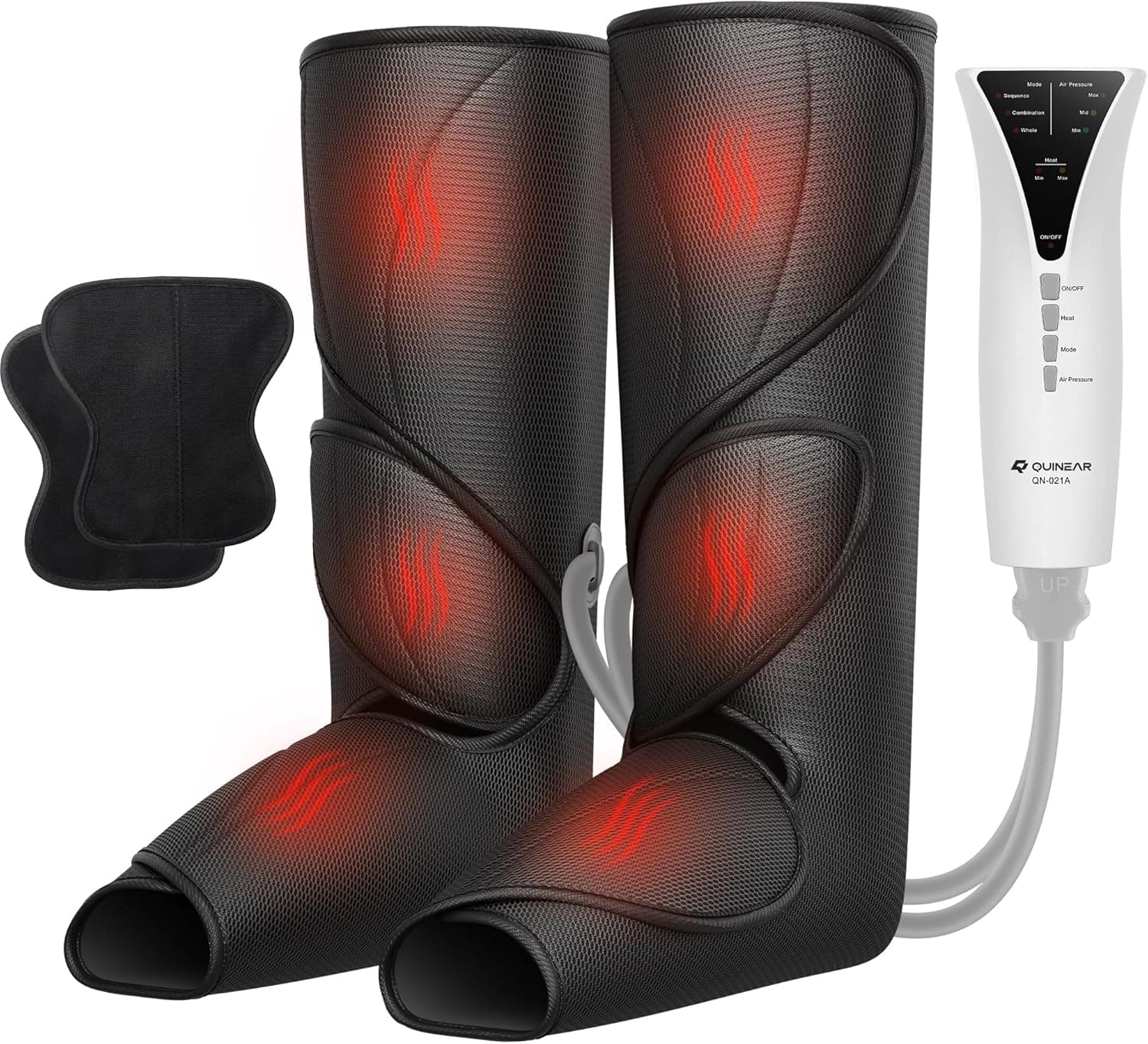 QUINEAR Foot and Calf Massager with Heat and Air Compression for Circulation and Pain, with 3modes and 3 Intensities