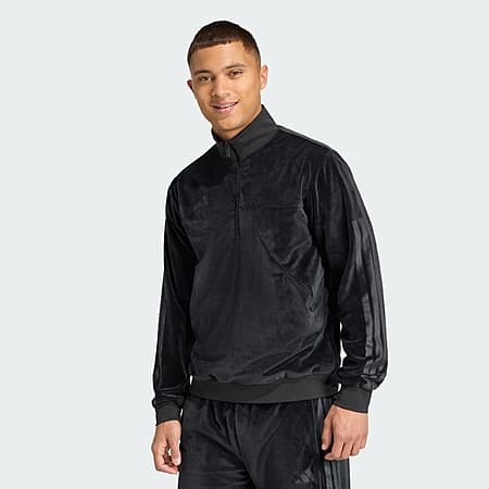 adidas Men's Velour Half Zip Track Top (Black) - 2025-11-17