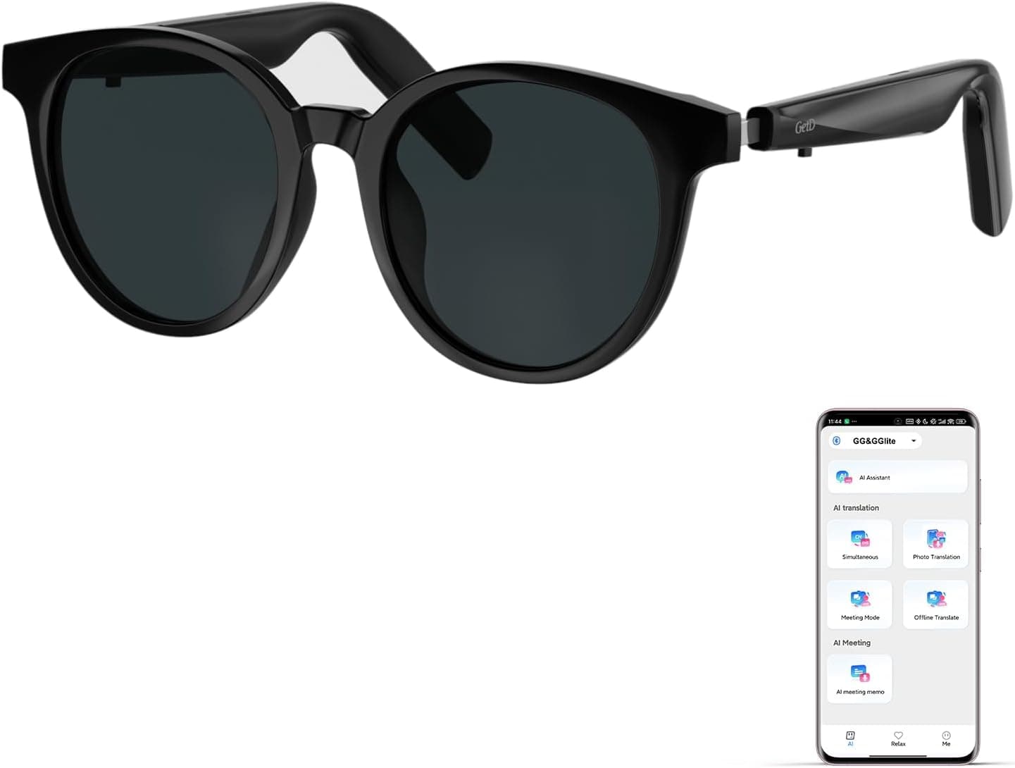 GetD AI Smart Glasses for Men and Women, Low Bridge Fit, 74-Language Real-Time Translator Powered by ChatGPT
