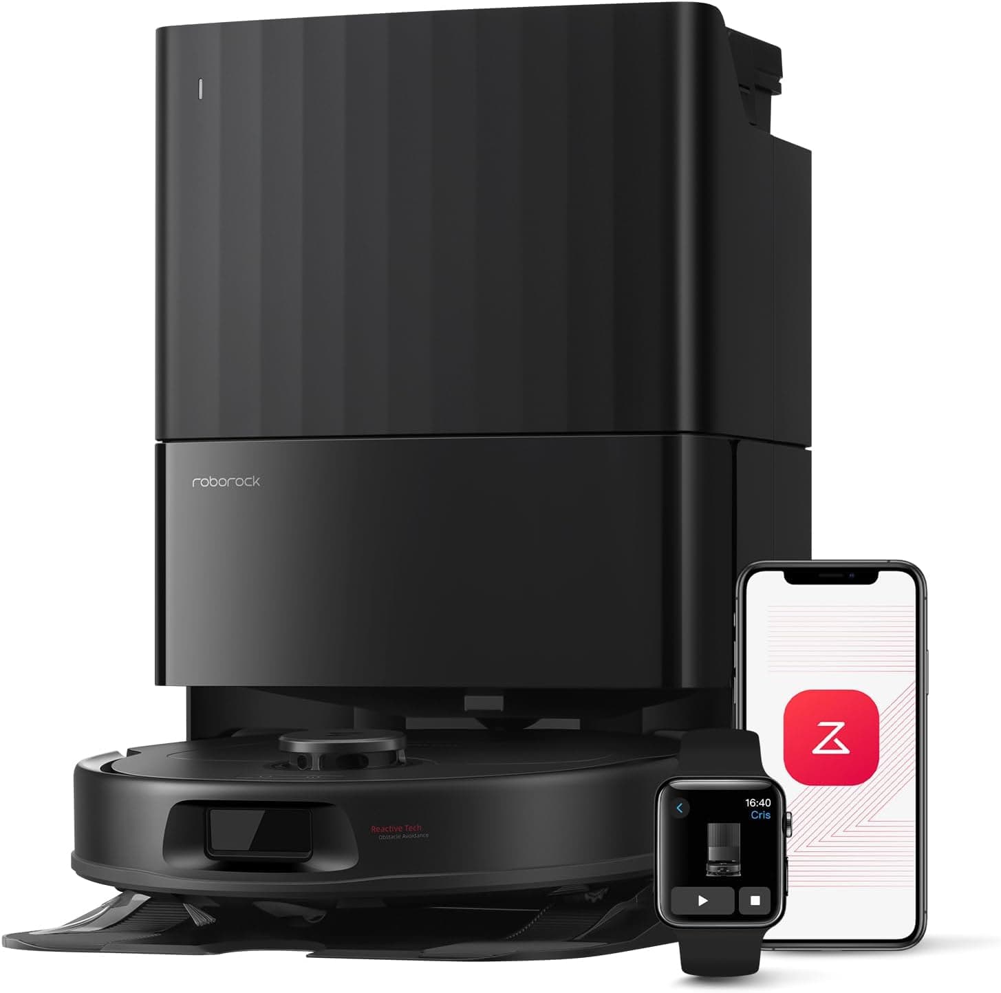 roborock Qrevo Series Robot Vacuum and Mop, 8000Pa Suction, Upgraded from Qrevo S, Anti-Tangle Brushes, All-in-One Dock, 200RPM Spinning Mops, Black(QV 35A)