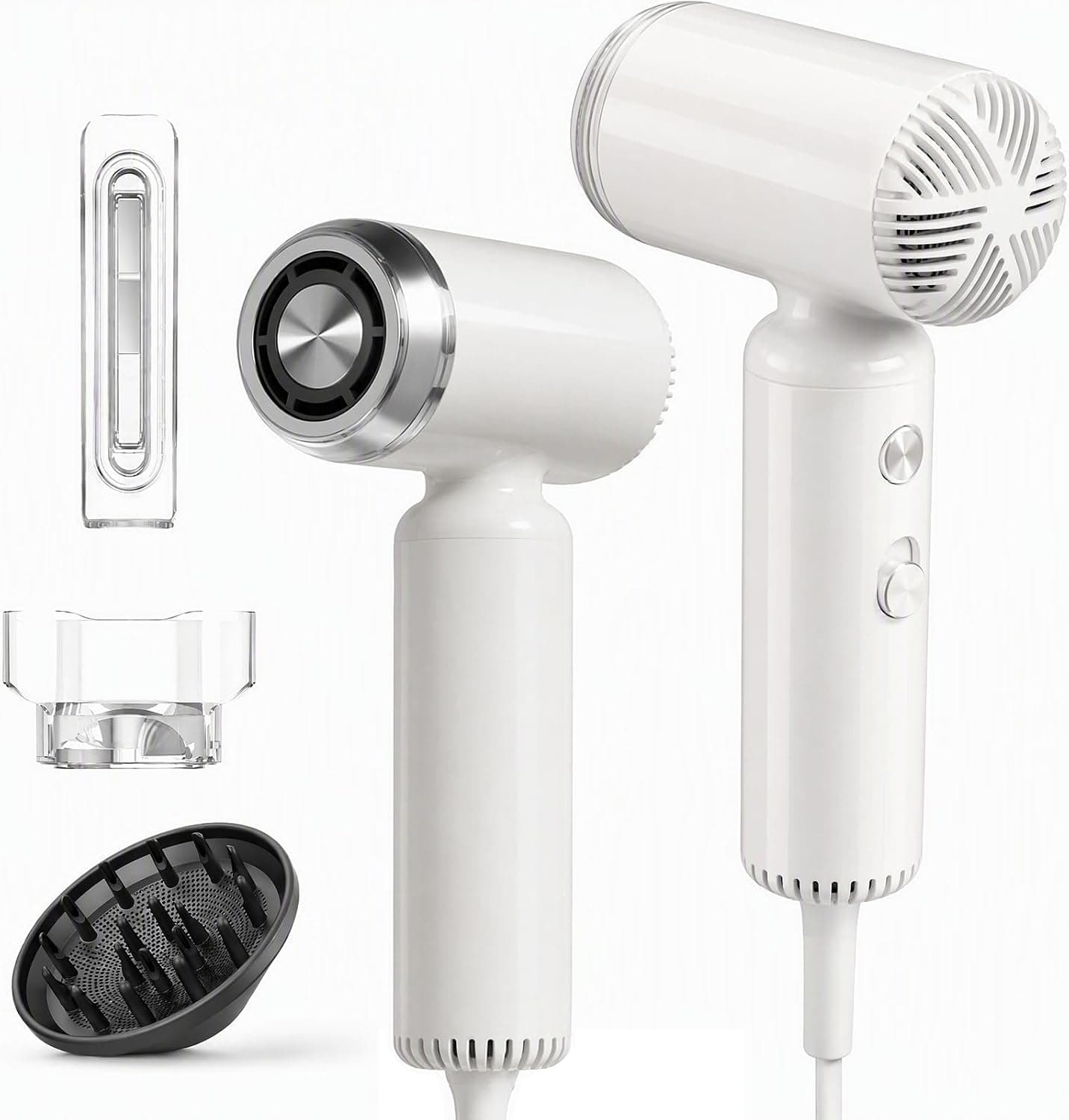 Webeauty Travel Mini High-Speed 200 Million Negative Ions Blow Dryer with Diffuser, 110,000RPM Brushless Motor for Fast Drying