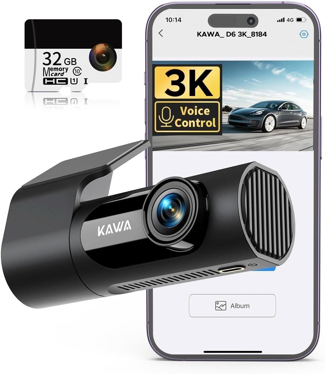Amazon - KAWA 3K Front Dash Cam -
