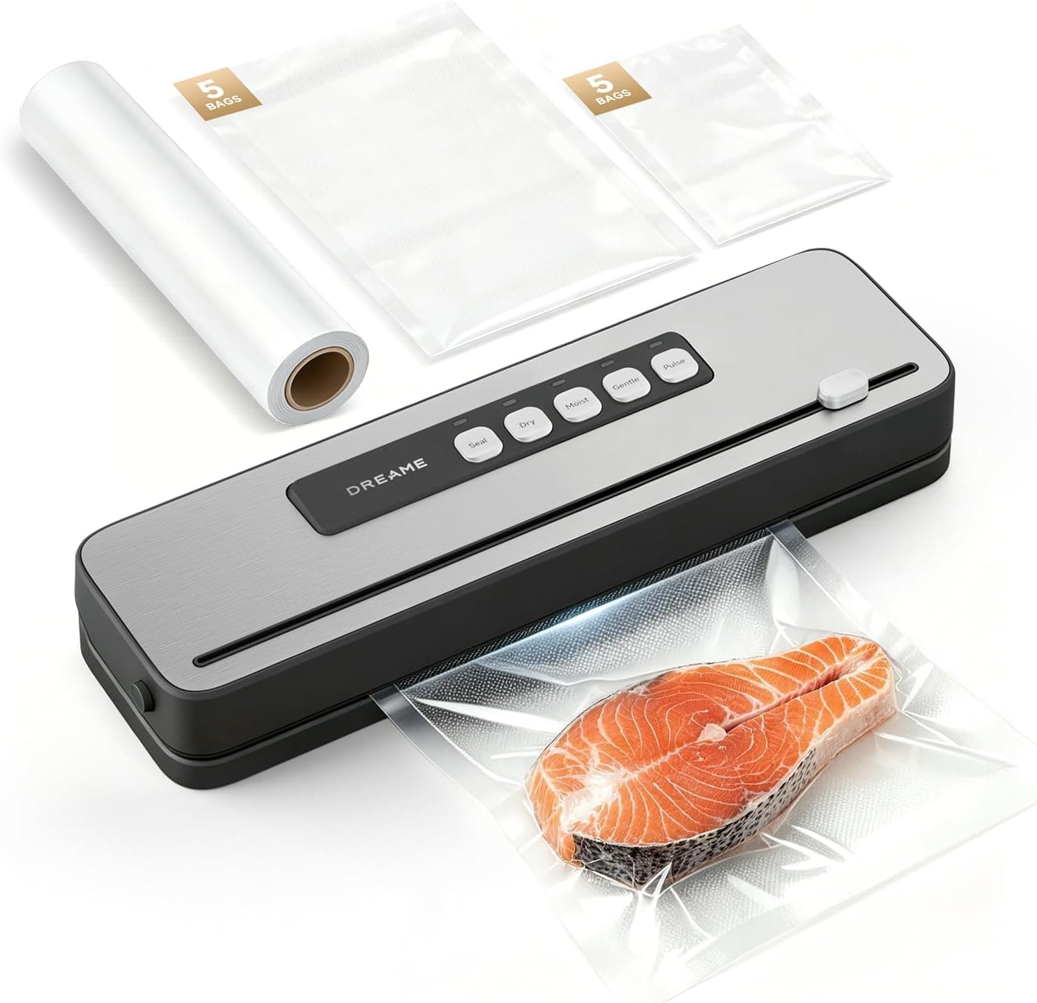 DREAME VS20 Food Vacuum Sealer, 65kPa Compact Sealer, 5 Modes with Cutter