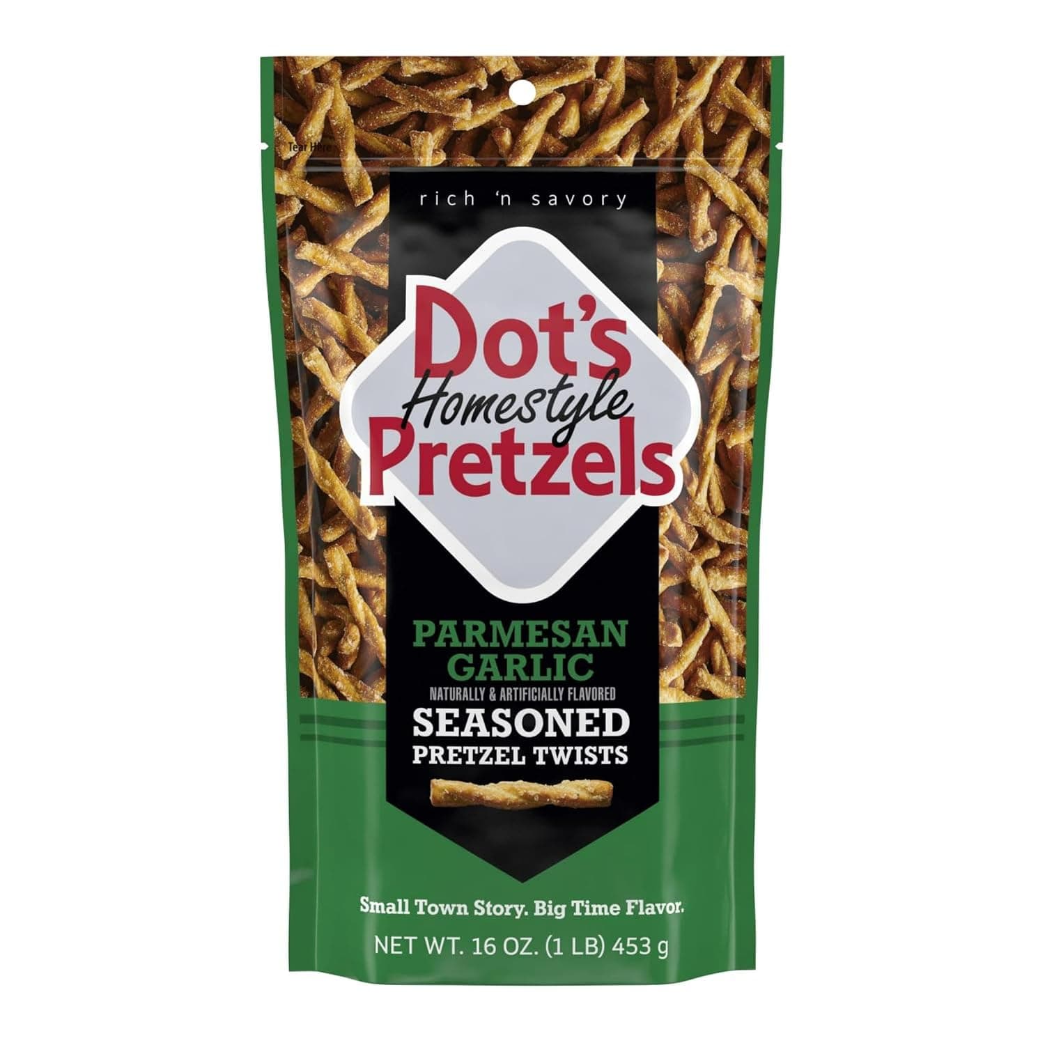 Dot's Pretzels Parmesan Garlic Seasoned Pretzel Twists Snack Bag