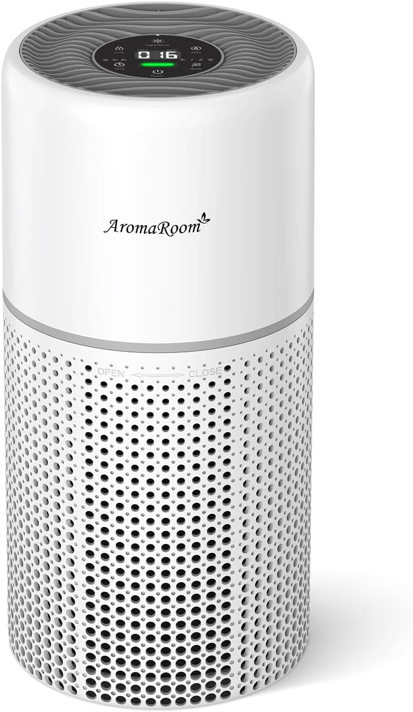 AromaRoom Air Purifiers for Home Large Rooms, True HEPA Filter, 22dB Quiet Sleep Mode, Smart Auto Mode, Real-time PM2.5 Monitor & Child Lock