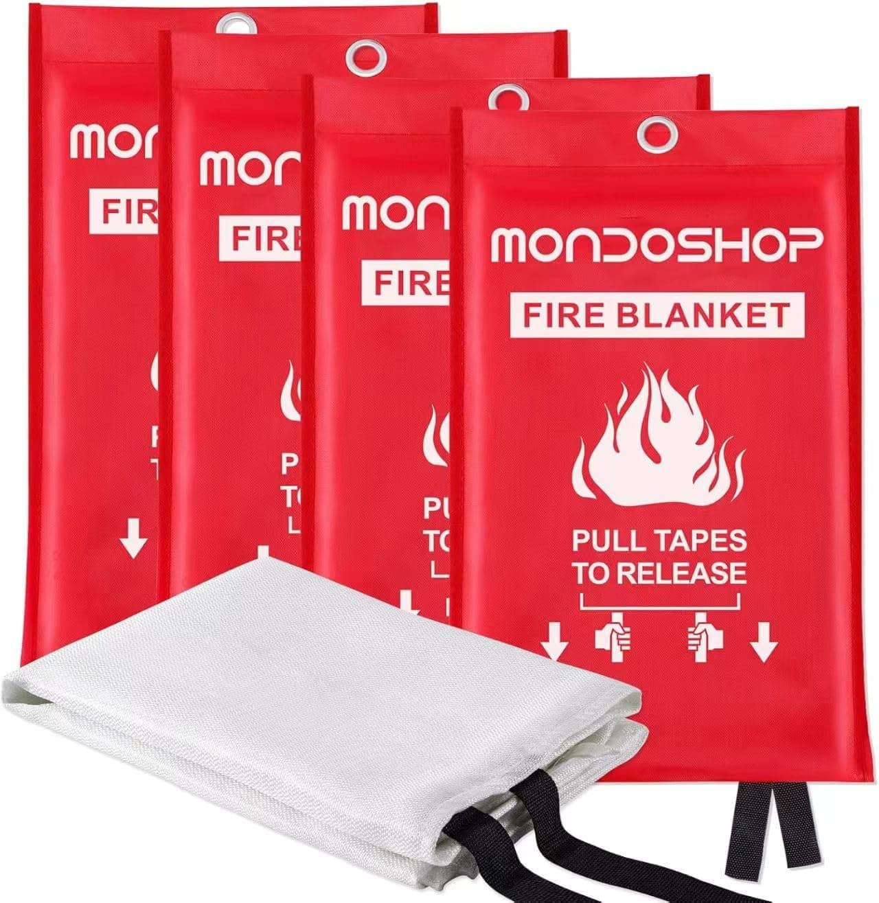 AC Amazon FS PRIME: Fire Blanket for Home and Kitchen, 4 Pack, 40" x 40" Coverage | Reusable, High Temperature Resistance,