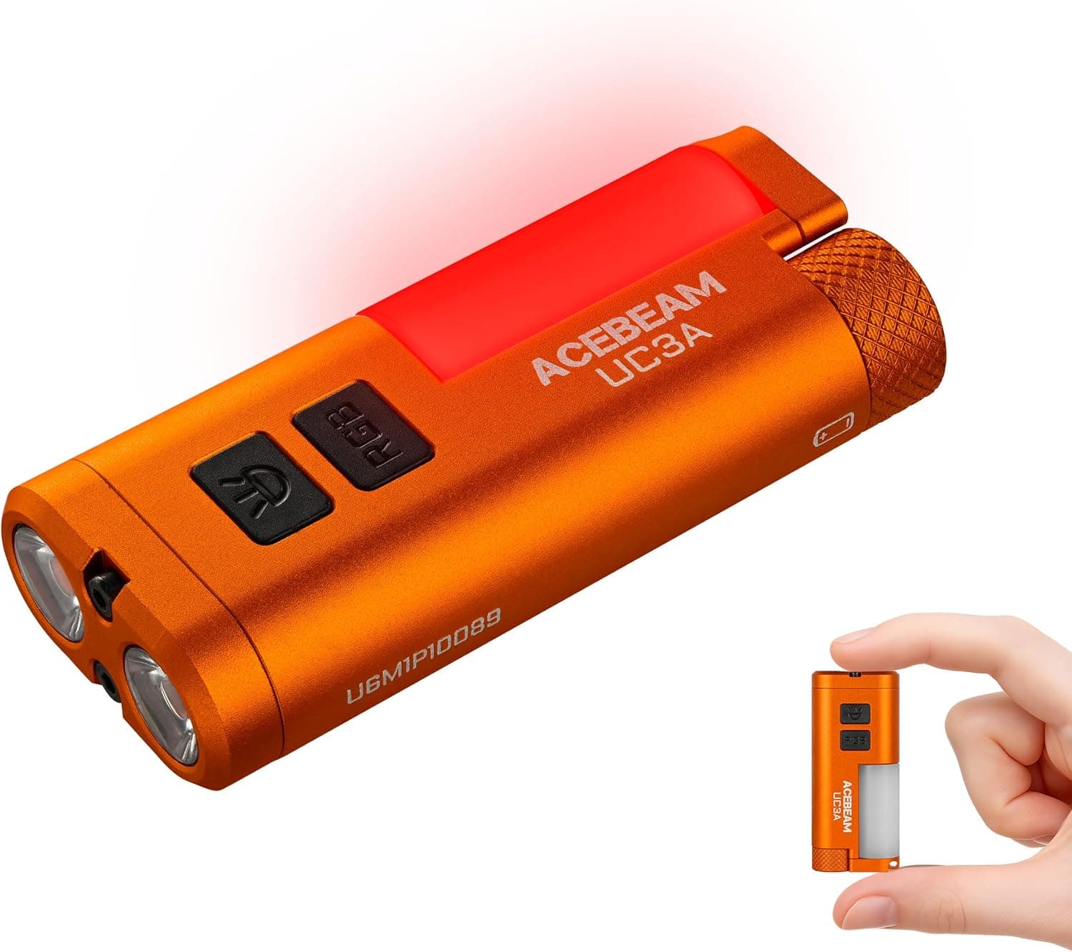 Acebeam UC3A Rechargeable EDC Flashlight; Dual LED + COB + RGB; 900 Lumens;