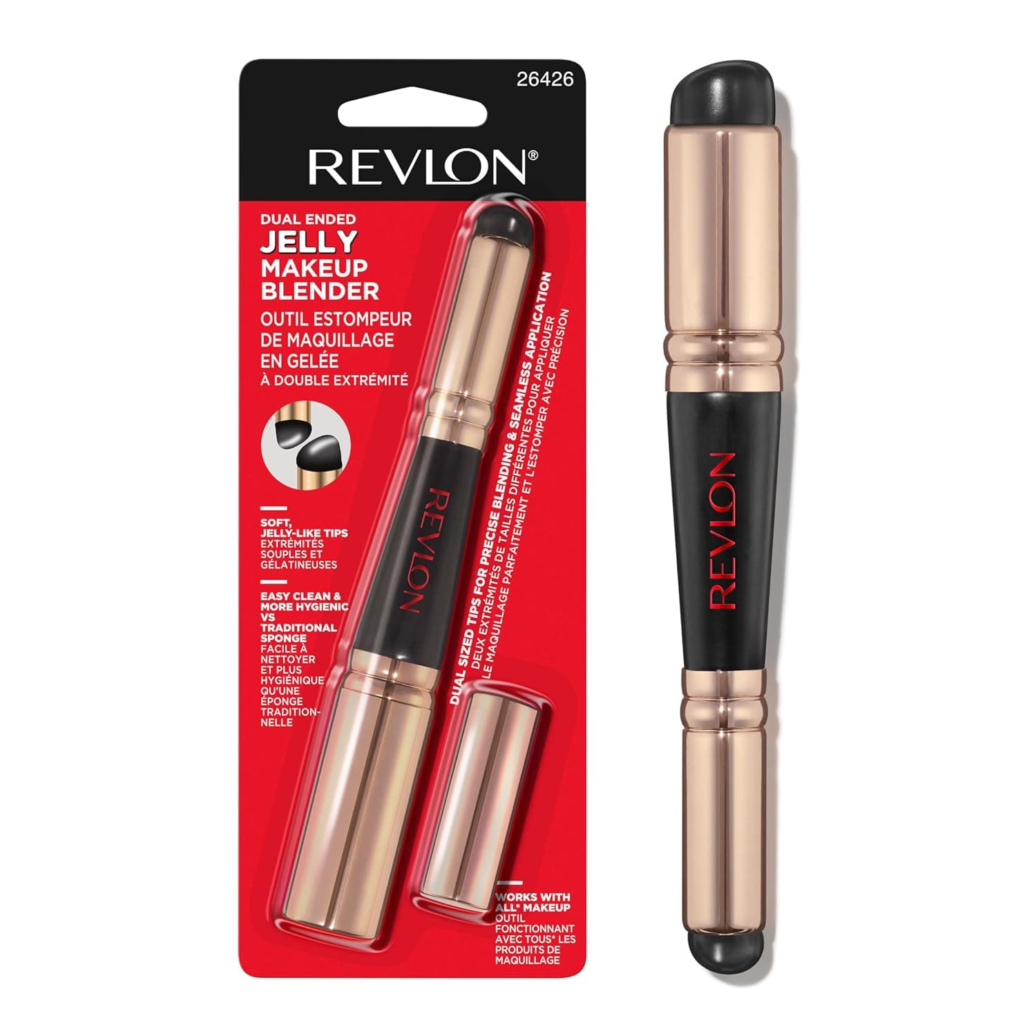 Revlon Dual Ended Jelly Makeup Blender Tool, Silicone Makeup Applicator for Blush, Bronzer, Concealer, Contour, Eyes, and Lips