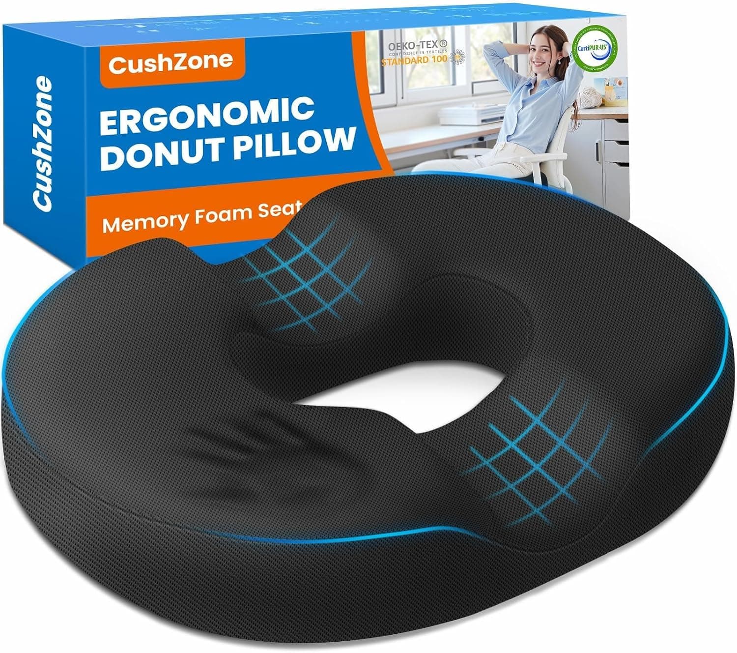 Amazon – CushZone Large Donut Seat Cushion (Black) -